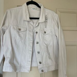3/ $10 White Denim Jacket with Distressed Details